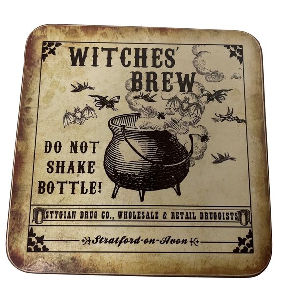 Vintage Halloween Potion Coaster Set With Wool Of Bat Hemlock Root Witches Brew - Picture 4 of 8